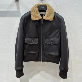 【大特価】ディオール ジャケット 本物 レザーとベージュラムスキン deq62594