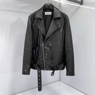大人気！ロエベ 本物 バイカージャケット ナパラム ロゴ ベルト付き loh49383