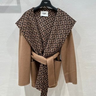 送料込フェンディ 本物 ベージュ ウールジャケット リバーシブル fek46514