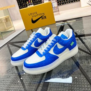 ルイヴィトン × ナイキ 本物 エアフォース1 ロー バイ ヴァージルアブロー "ホワイト/ブルー/フランス" nag33820