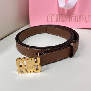確保済みミュウミュウ ブランドロゴ バックル レザーベルト 本物 myi78890