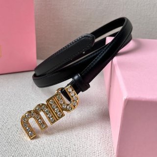 入手困難ミュウミュウ Logo スリム ベルト 本物 メタルバックル mys63827