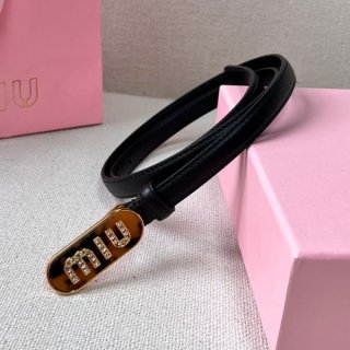 即発送ミュウミュウ 本物 Logo スリム ベルト メタルバックル myf09341