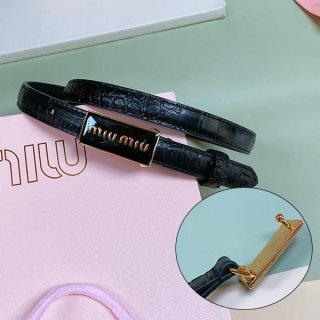 激安価格！ミュウミュウ 本物 Logo スリム ベルト メタルバックル mys33443