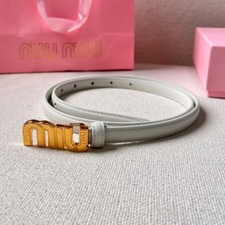 ★日本!!人気！ミュウミュウ Logo スリム ベルト メタルバックル 本物 myl54677