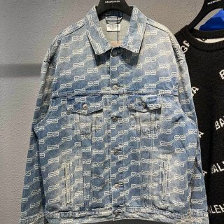 最安値挑戦 バレンシアガ メンズ BBモノグラム デニムジャケット 本物 675208TM