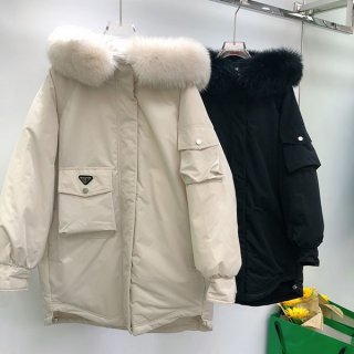 最安値挑戦★プラダ コート 本物 アウトレット フード ロング ダウン ベルト付き pur79456