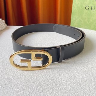 超希少！グッチ 本物 GGバックル スムースレザーベルト 35mm guu89585