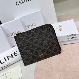 セリーヌ カードホルダー付き ジップパース 本物 10D882EIX38SI