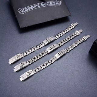クロムハーツ ダブルIDブレスレット 本物 フローラルクロス Kub22395