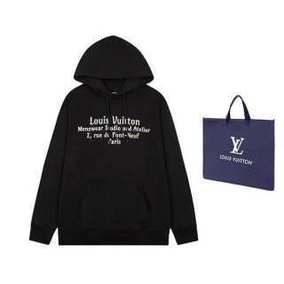 お洒落ルイヴィトン フーディ パーカー 本物 ブラック vua04375