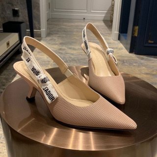《大人気》ジャディオール スリングバックパンプス 本物★ヒール6.5cm ブラウン テクニカルファブリック dep24544