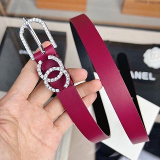 稀少シャネル 本物 カーフスキン ベルト 20mm メタル & ストラス she13942