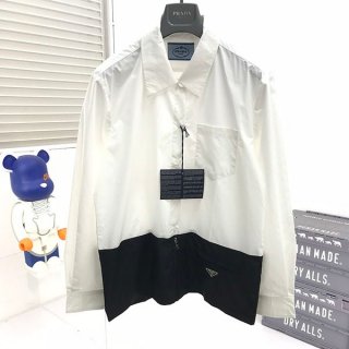 プラダ 本物 ダブルマッチ 長袖 シャツ puy64083