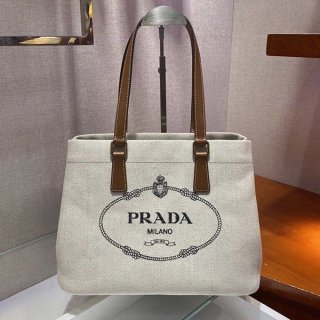 ギフトに最適 プラダ LINEN BLEND トート バッグ 本物 pur48086
