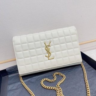 サンローラン カサンドラ 本物 マテラッセ カレ チェーンウォレット Sax09705
