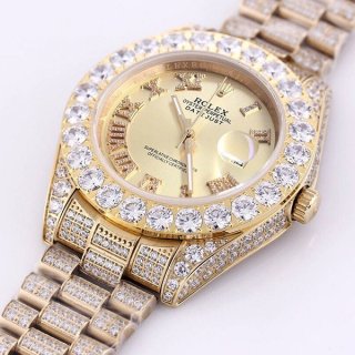 【限定カラー】ロレックス 本物 時計 デイトジャスト 41mm シャンパン 全面ダイヤ メンズ roq08417