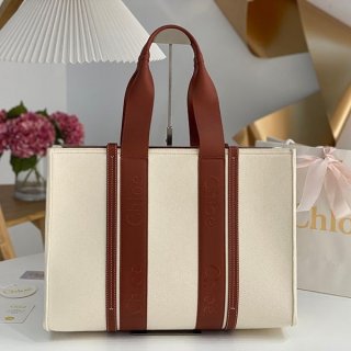 ★日本!!人気！クロエ ウッディ 本物 ミディアム キャンバストートバッグ chq88771