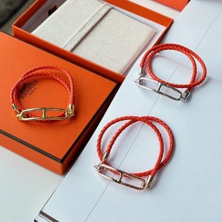 エルメス チョーカーにも ロウリス 本物 レザーダブルブレスレット ero17993