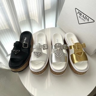 完売人気☆上品プラダ ラバー ウェッジサンダル 本物 入手困難 pun90302