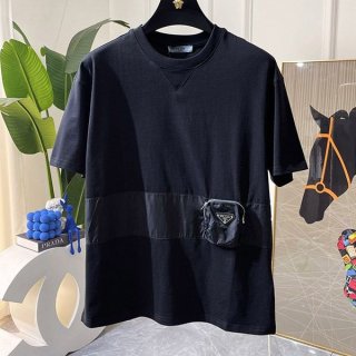 すぐ届 プラダ コットン クルーネック 本物 Tシャツ 半袖 puq29578