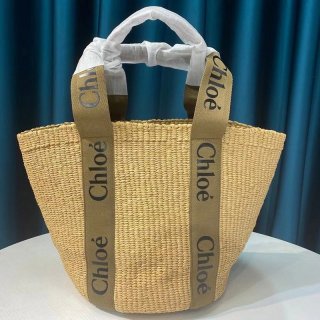 日本未入荷 クロエ woody 本物 かごバッグ ☆ラフィアトートバッグ☆送料込 CHC21US380E6520F