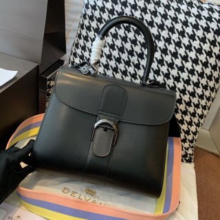 21-22AW デルボー ブリヨン MM Ivoryステッチ 本物 ミディアムハンドバッグ Deq42990