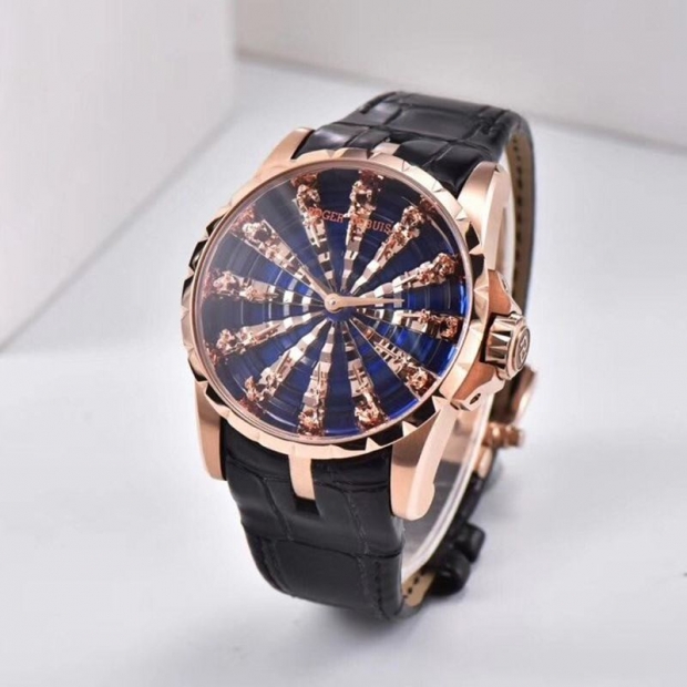完売必至ロジェデュブイ ナイツ オブ ザ ラウンドテーブル 本物 ダマスカス ブルー 45MM rob47487