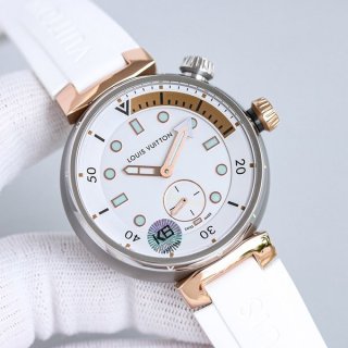ルイヴィトン 時計 本物 タンブール ストリートダイバー ゴールド ラグーン スティール＆ゴールド QBB198