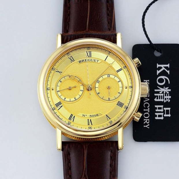 目を惹くカラーブレゲ 本物 クラシック クロノグラフ メンズ 41 mm 時計 buo29561