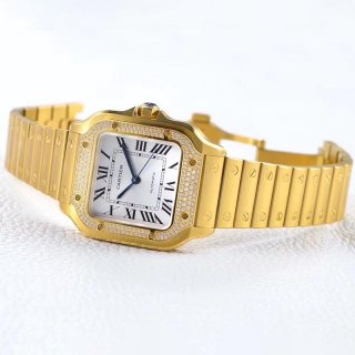 21-22AWカルティエ 本物 サントス ドゥ カルティエ MM イエローゴールド kaj60722