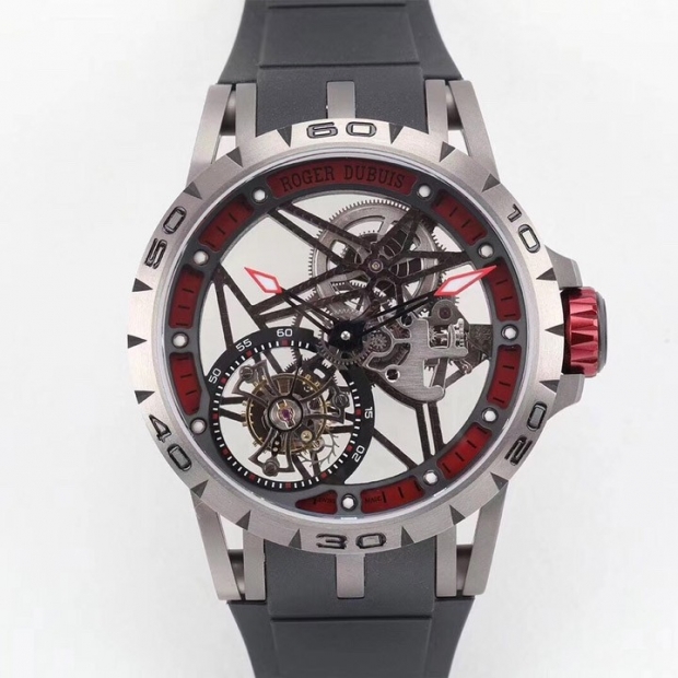 人気急上昇ロジェデュブイ 本物 エクスカリバー スパイダー チタン 45MM roj01000