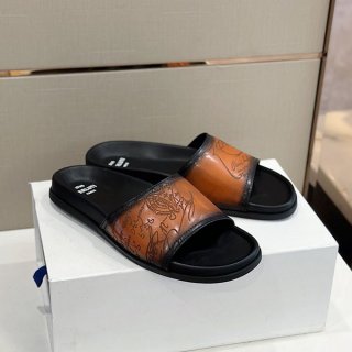 ベルルッティ エギオ サンダル 本物 Stamp Leather Sandal bec92529