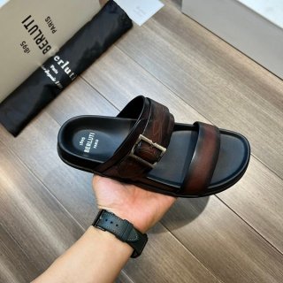 ベルルッティ 本物 シフノス スクリットレザー サンダル beh54005