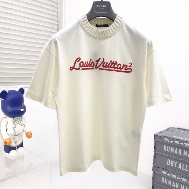 一目惚れ◆ルイヴィトン◆Tシャツ コピー トップス 半袖 メンズ レッドホワイト 1A9GMQ