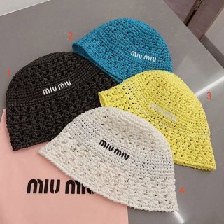 新デザイン ミュウミュウ ウーブンファブリック本物 ハット myk92846