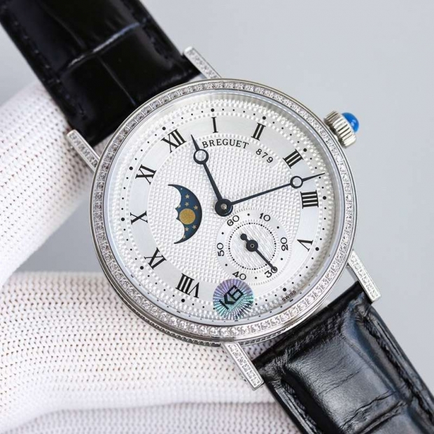 一目惚れブレゲ クラシック ムーンフェイズ 本物 メンズ 40 mm 時計 bup72425