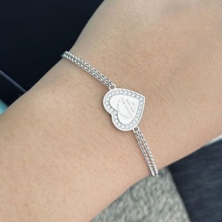 追跡付ティファニー 本物 ハート タグ シルバー ブレスレット Tis20644
