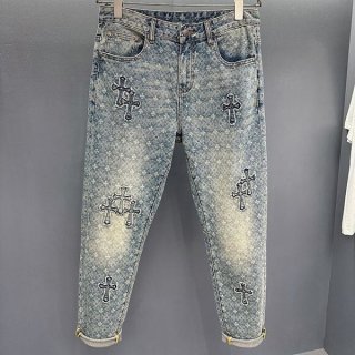大人気!クロムハーツ 本物セメタリークロスパッチ デニム パンツ Kuv00208 大人気!クロムハーツ 本物セメタリークロスパッチ デニム パンツ Kuv00208