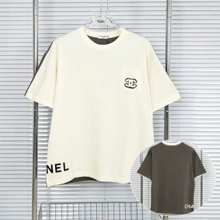最安値挑戦シャネル ツイードロゴTシャツ 本物 可逆 shz06994