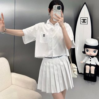 ★日本未入荷★【ミュウミュウ 本物】ロゴ入り コットン ポプリン シャツ MK1761