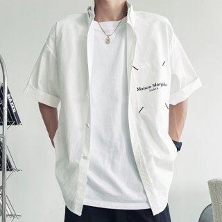 可愛い メゾンマルジェラ 半袖 シャツ 本物 ブラック&ホワイト Mao50423 可愛い メゾンマルジェラ 半袖 シャツ 本物 ブラック&ホワイト Mao50423