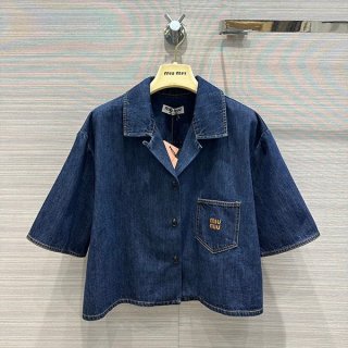 ミュウミュウ デニム半袖シャツ 本物 myd57076