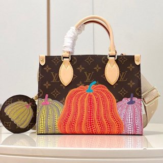 追跡付き 安いルイヴィトン ×草間彌生 オンザゴー PM 本物 ハンドバッグ M46467