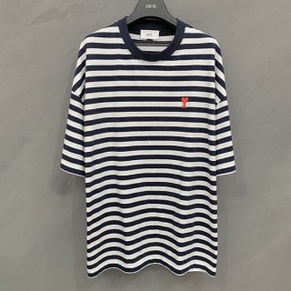 売上総額１位！アミパリス tシャツ 本物 ストライプ Tシャツ amv63461