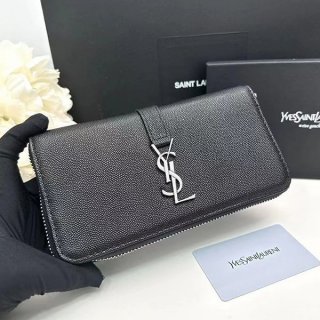 希少 サンローラン ジップアラウンドウォレット 本物 カサンドラ 長財布 Sai09347