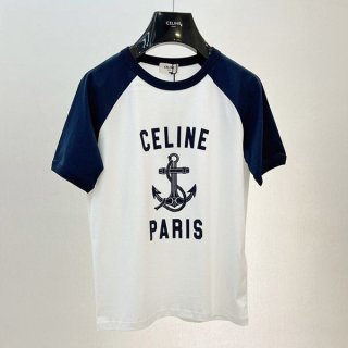★日本!!人気！セリーヌ 本物 アンカー 70S ストライプ Tシャツ Cet68193