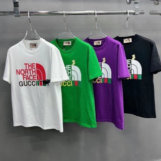《大人気》グッチ x ノースフェイス コラボ 半袖Tシャツ 本物 guh57850