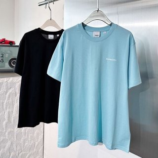 【人気商品】バーバリー ロゴ Tシャツ 本物 ブラック&ブルー Baa77077