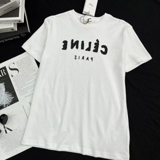 送料込 セリーヌ コットン ジャージー Tシャツ 本物 ロゴ Cei25360